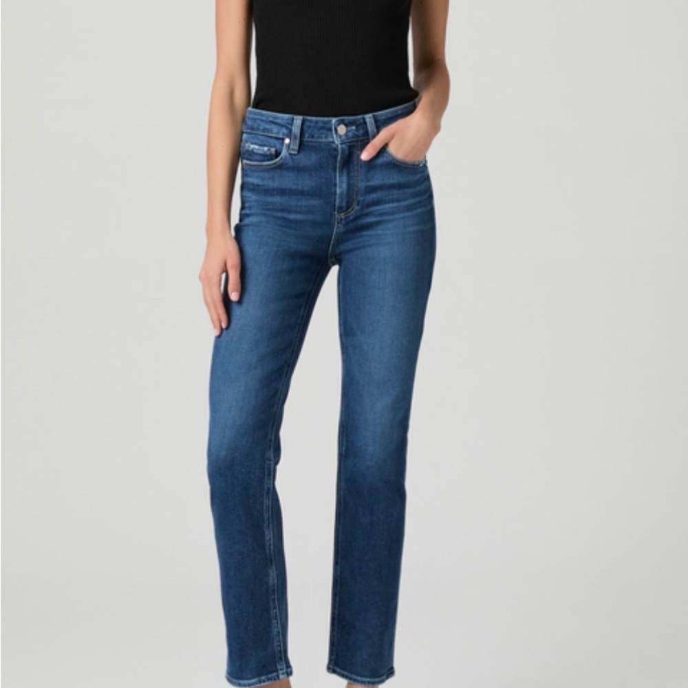 PAIGE Cindy Dark Blue Straight Leg Women's Jeans